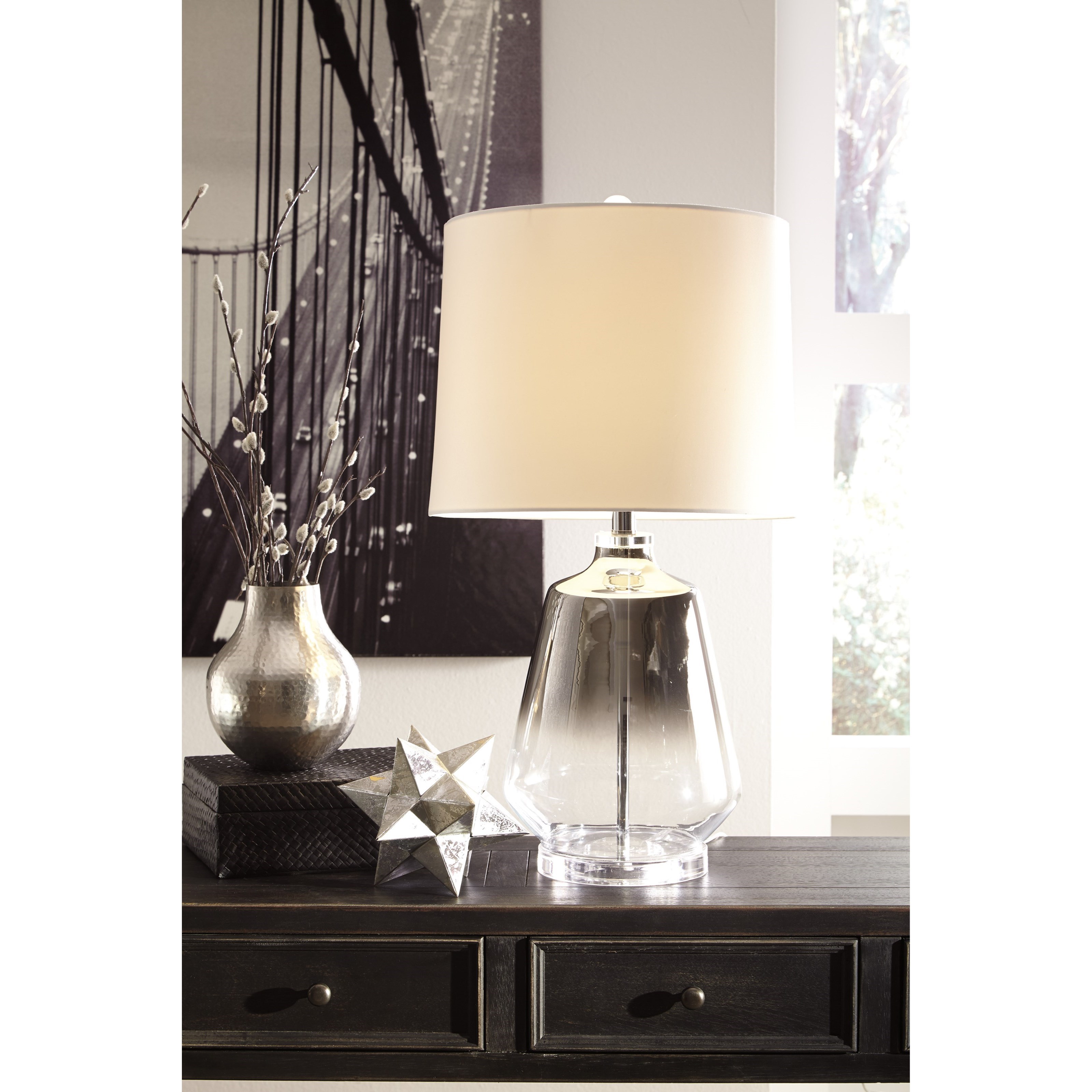 Contemporary glass table store lamps